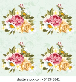 Seamless floral pattern with peony Vector Illustration EPS8
