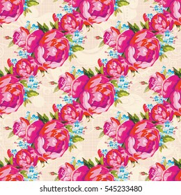 Seamless floral pattern with peony Vector Illustration EPS8
