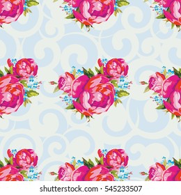 Patrón floral sin fisuras con peony Vector Illustration EPS8