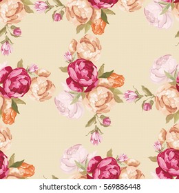 Seamless floral pattern with peony Vector Illustration EPS8