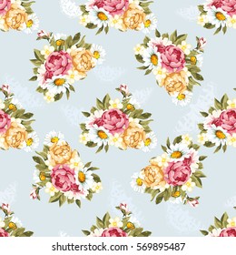 Seamless floral pattern with peony Vector Illustration EPS8