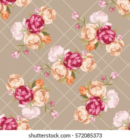 Seamless floral pattern with peony Vector Illustration EPS8
