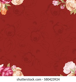 Seamless floral pattern with peony Vector Illustration EPS8