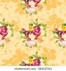 Seamless floral pattern with peony Vector Illustration EPS8
