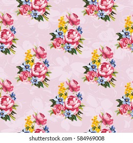 Seamless floral pattern with peony Vector Illustration EPS8