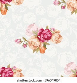 Seamless floral pattern with peony Vector Illustration EPS8
