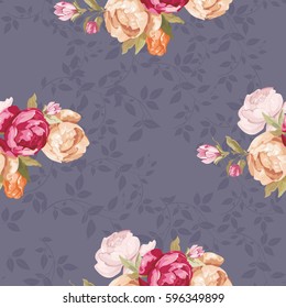 Seamless floral pattern with peony Vector Illustration EPS8
