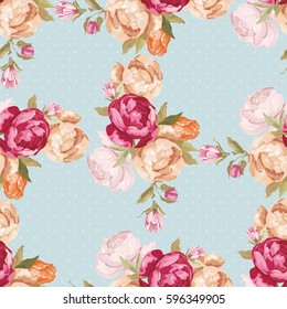 Seamless floral pattern with peony Vector Illustration EPS8
