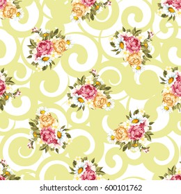 Seamless floral pattern with peony Vector Illustration EPS8