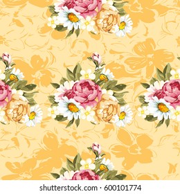 Seamless floral pattern with peony Vector Illustration EPS8