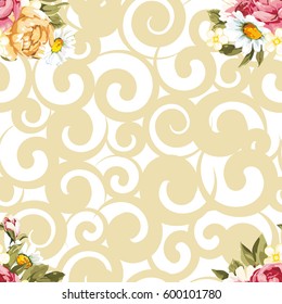 Seamless floral pattern with peony Vector Illustration EPS8