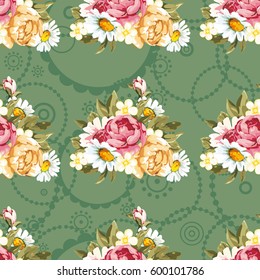 Seamless floral pattern with peony Vector Illustration EPS8
