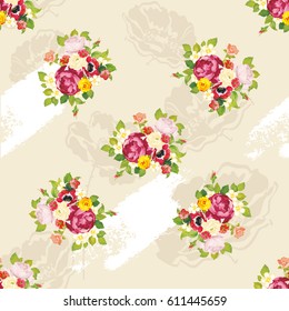 Seamless floral pattern with peony Vector Illustration EPS8
