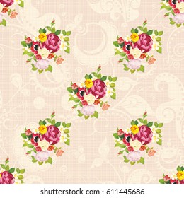 Seamless floral pattern with peony Vector Illustration EPS8