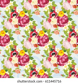 Nahtlose Blumenmuster mit peonischer Vektorgrafik EPS8