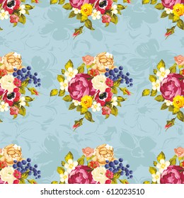 Padrão floral sem emenda com peônia Ilustração de vetor EPS8