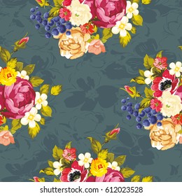 Seamless floral pattern with peony Vector Illustration EPS8
