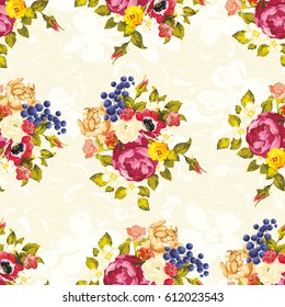 Seamless floral pattern with peony Vector Illustration EPS8