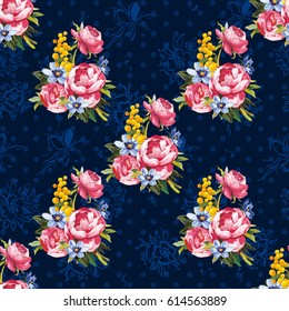 Seamless floral pattern with peony Vector Illustration EPS8