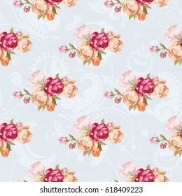 Seamless floral pattern with peony Vector Illustration EPS8