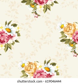 Seamless floral pattern with peony Vector Illustration EPS8