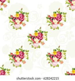 Seamless floral pattern with peony Vector Illustration EPS8