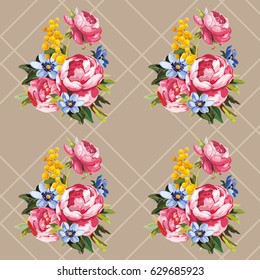 Seamless floral pattern with peony Vector Illustration EPS8
