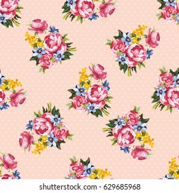 Patrón floral sin fisuras con peony Vector Illustration EPS8

