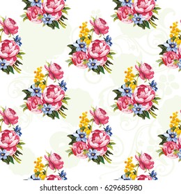 Seamless floral pattern with peony Vector Illustration EPS8
