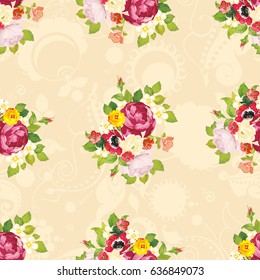 Seamless floral pattern with peony Vector Illustration EPS8