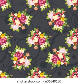 Seamless floral pattern with peony Vector Illustration EPS8