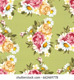 Seamless floral pattern with peony Vector Illustration EPS8