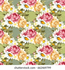 Seamless floral pattern with peony Vector Illustration EPS8