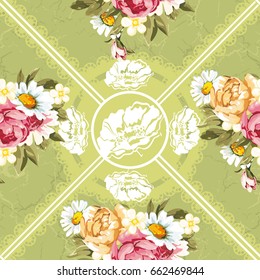 Seamless floral pattern with peony Vector Illustration EPS8