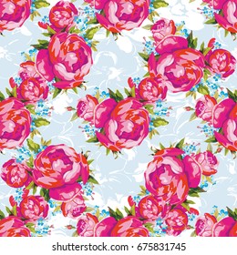 Seamless floral pattern with peony Vector Illustration EPS8