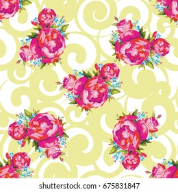 Seamless floral pattern with peony Vector Illustration EPS8