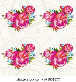 Seamless floral pattern with peony Vector Illustration EPS8