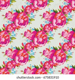 Seamless floral pattern with peony Vector Illustration EPS8