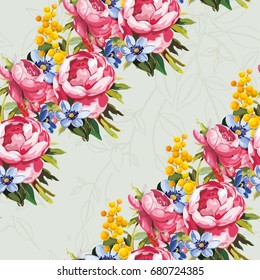 Seamless floral pattern with peony Vector Illustration EPS8