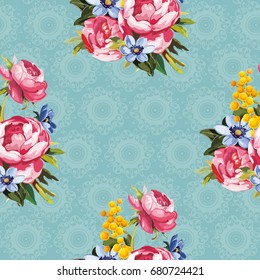 Seamless floral pattern with peony Vector Illustration EPS8