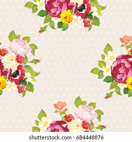 Seamless floral pattern with peony Vector Illustration EPS8