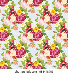 Seamless floral pattern with peony Vector Illustration EPS8