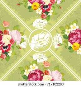 Seamless floral pattern with peony Vector Illustration EPS8