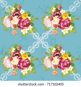 Seamless floral pattern with peony Vector Illustration EPS8