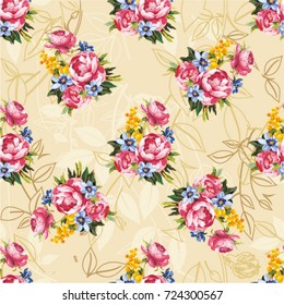 Seamless floral pattern with peony Vector Illustration EPS8