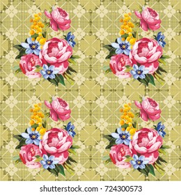 Seamless floral pattern with peony Vector Illustration EPS8