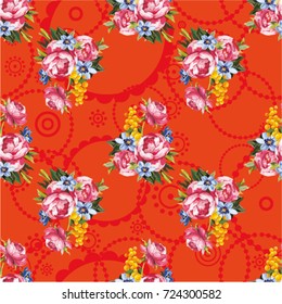 Seamless floral pattern with peony Vector Illustration EPS8