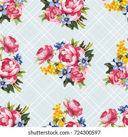 Seamless floral pattern with peony Vector Illustration EPS8