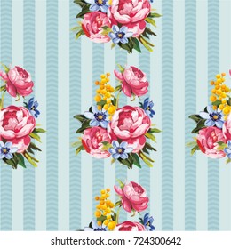 Patrón floral sin fisuras con peony Vector Illustration EPS8
