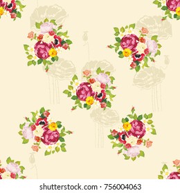 Seamless floral pattern with peony Vector Illustration EPS8